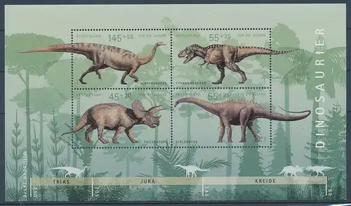 Deutschland 2008 Blockausgabe Prähistorische Tiere  Dinosaurier  **