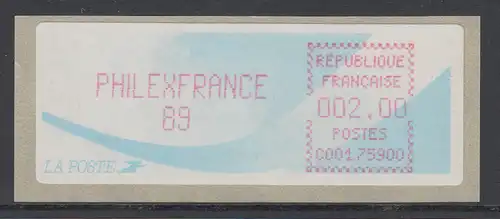 Frankreich Crouzet-ATM PHILEXFRANCE 89, Farbe lilarot, Wert 2,00 ** 