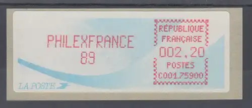 Frankreich Crouzet-ATM PHILEXFRANCE 89, Farbe bräunlichrot, Wert 2,20 ** 