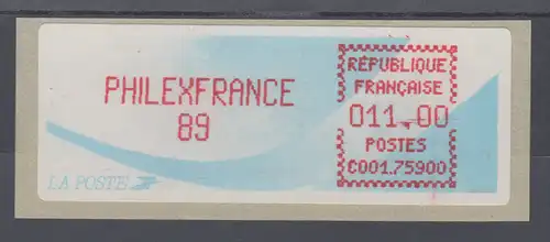 Frankreich Crouzet-ATM PHILEXFRANCE 89, Farbe bräunlichrot, Wert 11,00 ** 