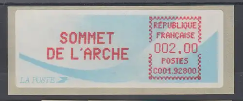 Frankreich Crouzet-ATM SOMMET DE L'ARCHE auf Papier Komet, Wert 2,00 **