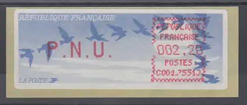 Frankreich Crouzet LSA-ATM auf Papier Vogelzug dunkel, C001.75513 PNU 2,20 **