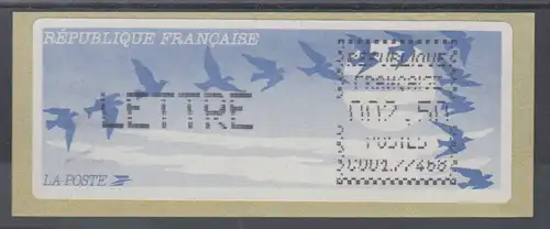 Frankreich Crouzet LSA-ATM auf Papier Vogelzug dunkel, C001.77468 LETTRE 2,50 **