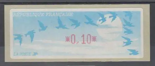 Frankreich LISA-ATM auf Papier Vogelzug hell, Wert 0,10 **
