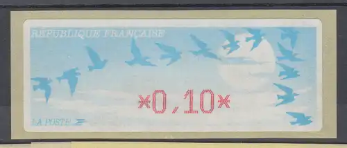 Frankreich DIVA-ATM auf Papier Vogelzug hell, Wert 0,10 **