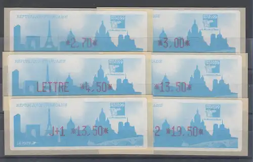 Frankreich LISA-ATM PHILEXFRANCE 99  Satz 2,70-3,00-4,50-13,50-13,50-19,50 **