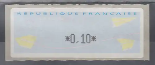 Frankreich LISA-ATM auf Papier Papierflieger, Wert schwarz 0,10 **