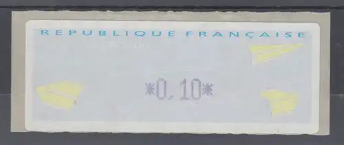 Frankreich LISA-ATM auf Papier Papierflieger,  Wert violett 0,10 **