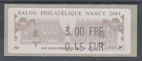 Frankreich LISA-ATM Frühlingssalon Nancy, 2001, Wert 3,00 FRF / 0,46 EUR **