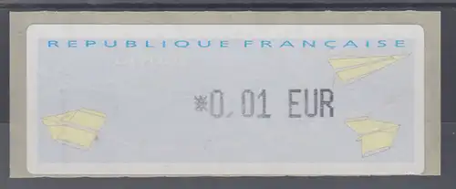 Frankreich LISA-ATM Papier Papierflieger,  Wert  0,01 EUR **