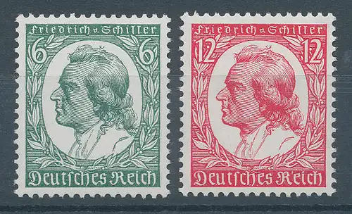 Deutsches Reich 1934, Mi.-Nr. 554-555, Friedrich Schiller, Satz einwandfrei **