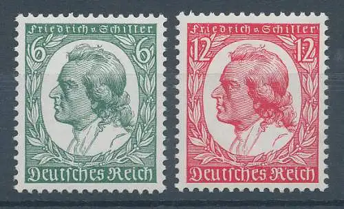 Deutsches Reich 1934, Mi.-Nr. 554-555, Friedrich Schiller, Satz einwandfrei **