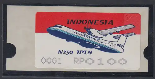 Indonesien ATM  INDONESIA`96 Flugzeug IPTN N 250, AutNr. 0001, Mi.-Nr. 2.1 **