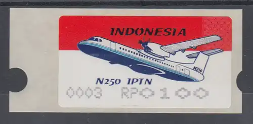 Indonesien ATM  INDONESIA`96 Flugzeug IPTN N 250, AutNr. 0003, Mi.-Nr. 2.3 **