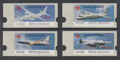 Indonesien ATM  Indonesia Air Show 1996, 4 Flugzeuge, schwarz, Mi.-Nr. 3-6 e  **