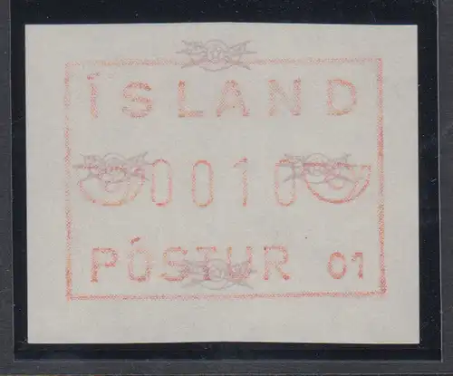 Island Frama-ATM  1.Ausgabe 1983, Aut.-Nr. 01, Posthorn breit, Mi.-Nr. 1.1.1 b 
