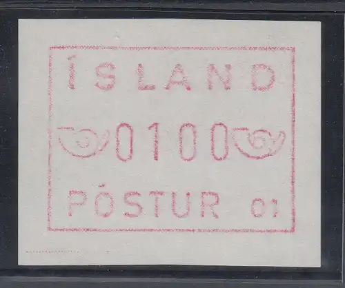 Island Frama-ATM 1.Ausgabe 1983, Aut.-Nr. 01 Abart weisses Papier Mi.-Nr. 1.1 XI