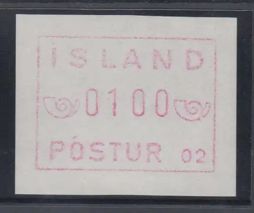 Island Frama-ATM 1.Ausgabe 1983, Aut.-Nr. 02 Abart weisses Papier