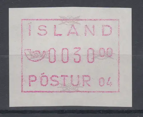 Island Frama-ATM 4.Ausgabe 1994, Aut.-Nr. 04  Mi.-Nr. 2.2