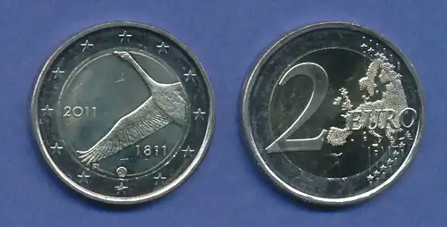 Finnland 2-Euro Sondermünze 2011 200 Jahre Nationalbank , bankfrisch aus Rolle