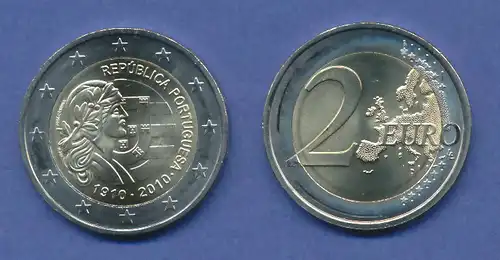 Portugal 2-Euro Sondermünze 2010 100 Jahre Republik , bankfrisch aus Rolle