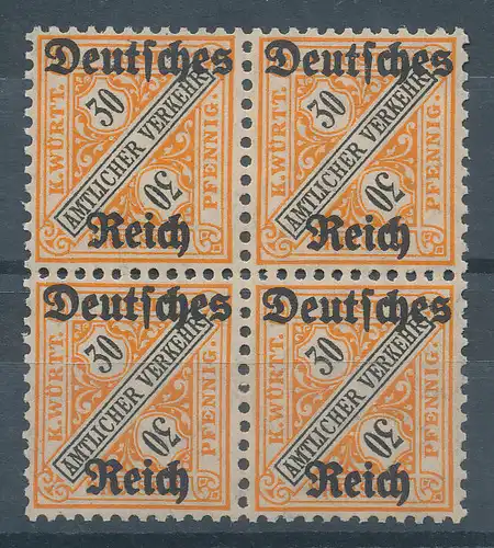 Deutsches Reich Dienstmarke Mi.-Nr. 61 Viererblock **