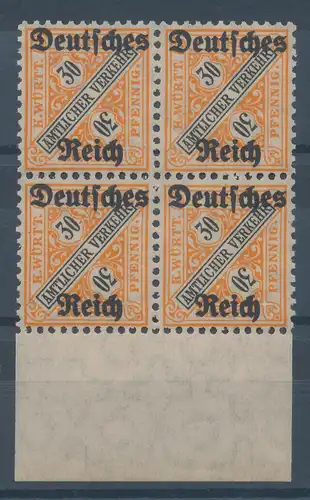 Deutsches Reich Dienstmarke Mi.-Nr. 61 Unterrand-Viererblock **