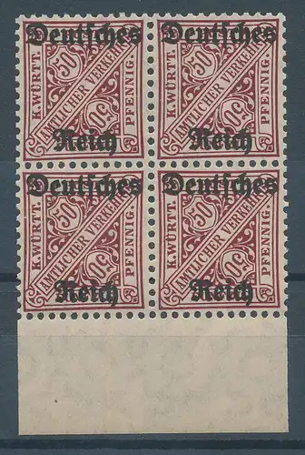 Deutsches Reich Dienstmarke Mi.-Nr. 63 Unterrand-Viererblock **