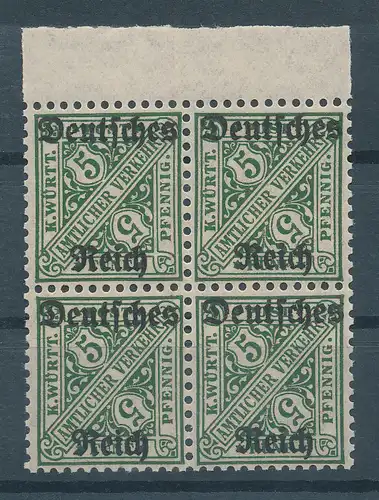 Deutsches Reich Dienstmarke Mi.-Nr. 57 Oberrand-Viererblock **