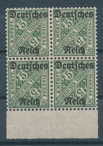 Deutsches Reich Dienstmarke Mi.-Nr. 57 Unterrand-Viererblock **
