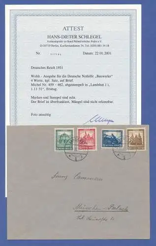 Deutsches Reich Nothilfe 1931, kpl. Satz auf Ersttagsbrief FDC. Sehr selten ! 