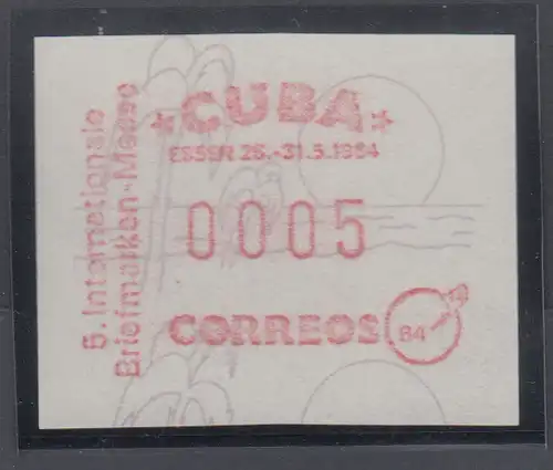 Cuba / Kuba  Sonder-ATM Internationale Briefmarkenmesse Essen, Mi.-Nr. 1 **
