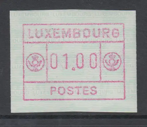 Luxemburg FRAMA-ATM 2.Ausgabe Inschrift POSTES klein , Mi.-Nr. 2 **