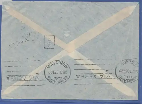 Dt. Reich Mi-Nr. 539 Luftpost 3 Mark auf Bedarfs-Luftpostbrief nach Argentinien