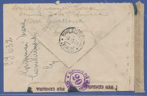 Brief aus Italien an KGF-Lager in Blanckenfelde, 9.Nov.1944, zurück , Zensur