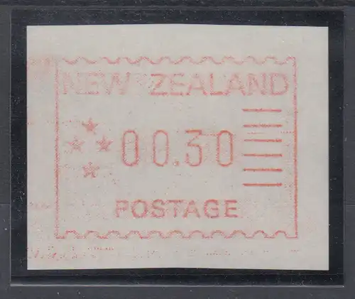 Neuseeland Frama-ATM 1. Ausgabe 1984, Porto-Wertstufe 00,30 auf z-Papier