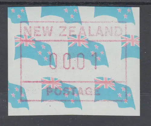 Neuseeland Frama-ATM 3. Ausgabe 1988 Landesflagge Kleinwert 00.01 **, Mi.-Nr. 3