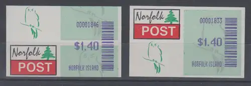 Norfolk-Insel ATM Kauz, Typ 1 mit Werteindruck $1,40,  2 ATM Mi.-Nr. 2.1 **