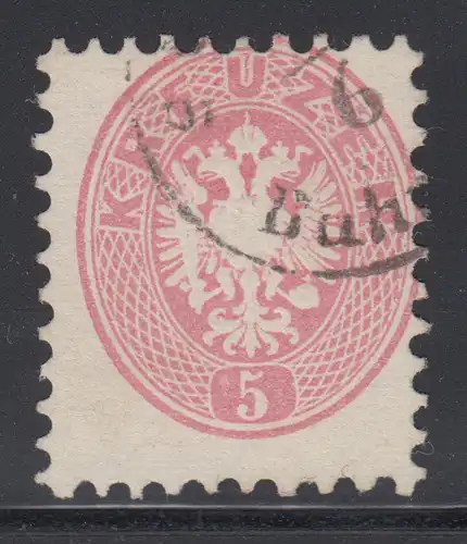 Österreich 5.Ausgabe Doppeladler weit gezähnt, 5 Kr. rot, Mi.-Nr. 32 gestempelt