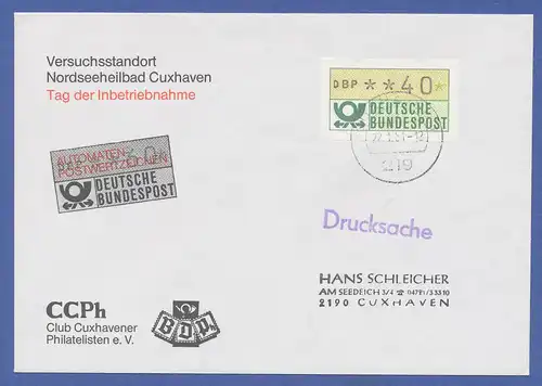 ATM Deutschland 1. Ausgabe, MWZD-Inbetriebnahme FDC Cuxhaven, 22.1.1981 