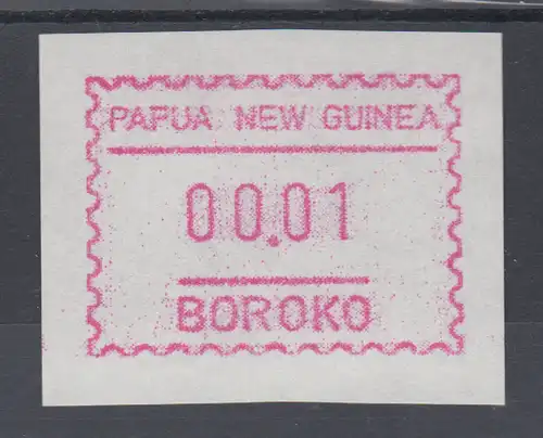 Papua Neuguinea 1990 1. FRAMA-ATM mit Inschrift BOROKO, rauh, Mi.-Nr. 1y  **