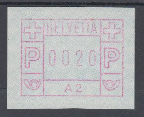 Schweiz 1976, FRAMA-ATM aus Automat A2 , Wertstufe 0020 **  Mi.-Nr. 1.2