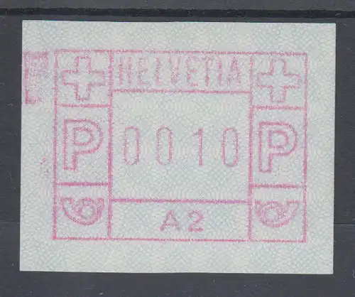 Schweiz 1976, FRAMA-ATM aus Automat A2 , Wertstufe 0010 **  Mi-Nr. 1.2 FB-Fehler