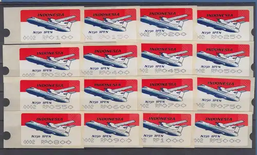 Indonesien ATM 2. Ausgabe 1996, Aut.Nr. 0002 großer Tastensatz 16 Werte **  RRR 