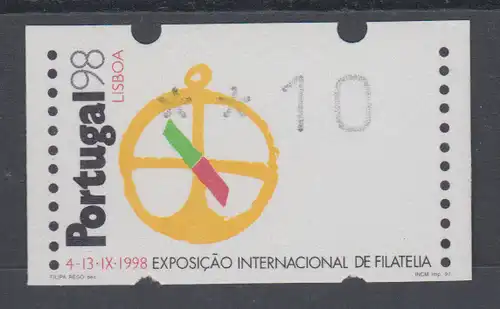 Portugal Klüssendorf ATM PORTUGAL'98, Mi.-Nr. 16 Z1 **