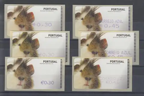 Portugal ATM cobaia 2005 Set 6 ATM in 3 Druckarten, ohne und mit AZUL, Mi-Nr. 51