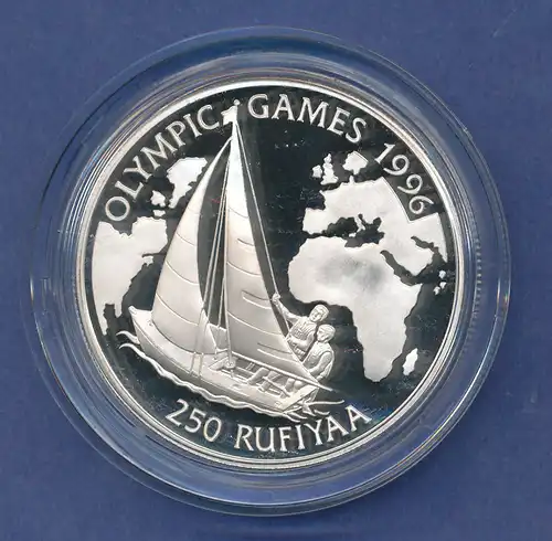 Malediven Silbermünze 1993  250 Rupees Olympische Spiele Atlanta 1996  PP