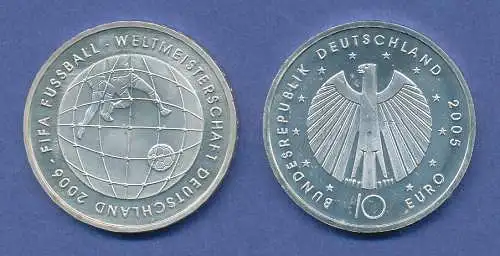 10-€-Gedenkmünze Fußball-WM 2006, Ausgabe 2005, stempelglanz