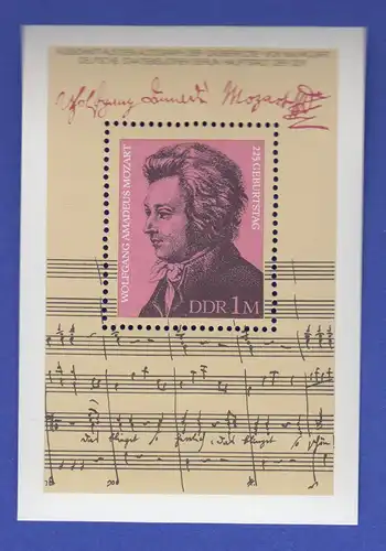 DDR 1981, Blockausgabe Wolfgang Amadeus Mozart , Mi.-Nr. Block 62 ** 