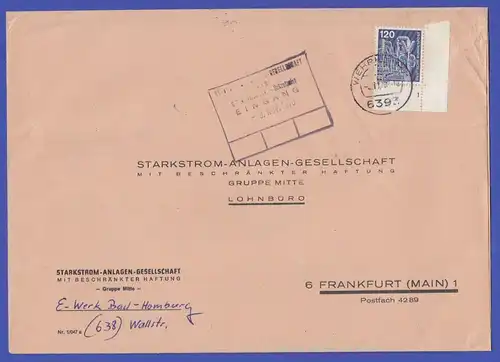 Bundesrepublik Technik 120Pfg Eckrand mit Formnummer als portoger. EF auf Brief